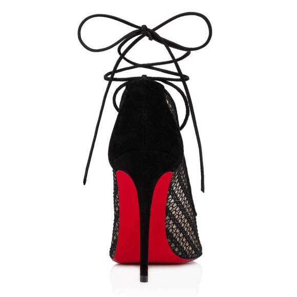 Christian Louboutin Peropik 100 Black Suede Lace Up Tie Sandal Heel Pump 38 - Picture 10 of 12